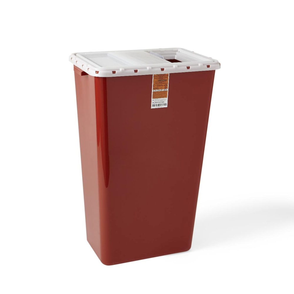 Medline Biohazard Containers, Slide Lid, 18 Gallons, Red, Pack Of 5