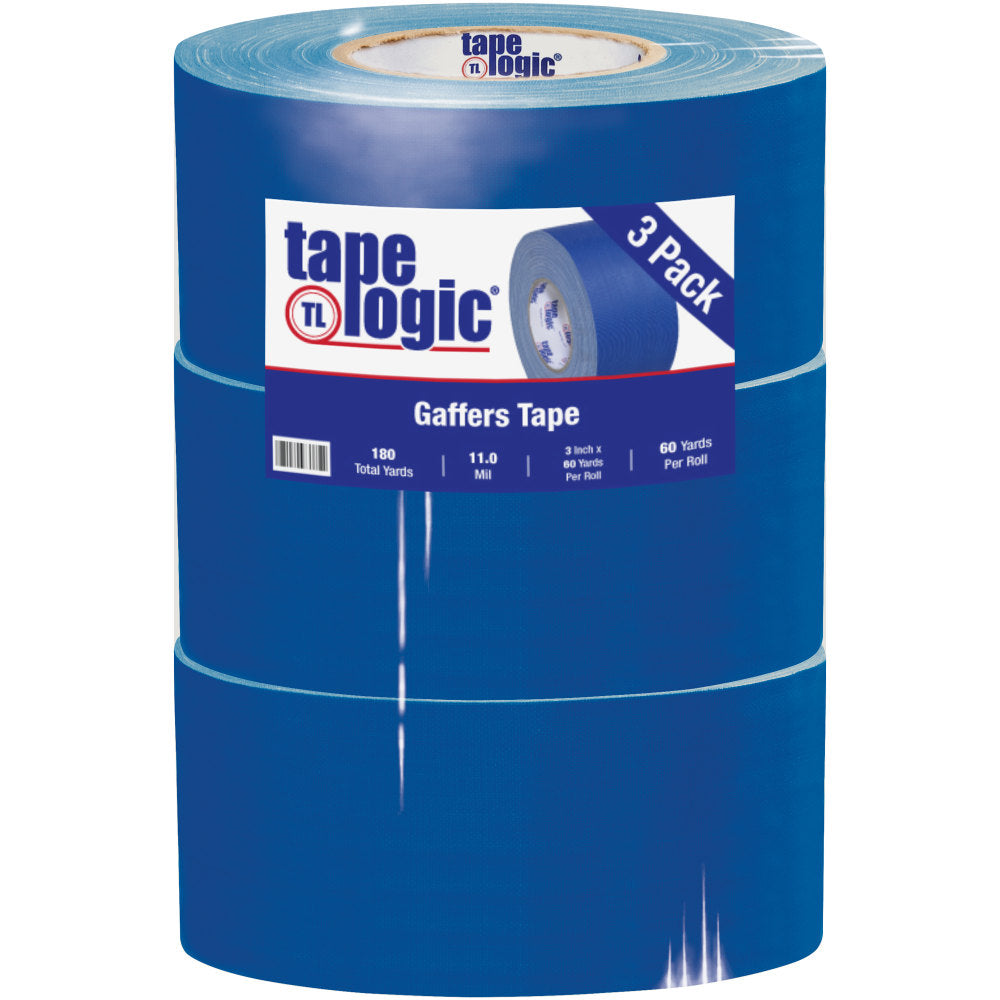 Tape Logic Gaffers Tape, 3in x 60 Yd., 11 Mil, Blue, Case Of 3 Rolls