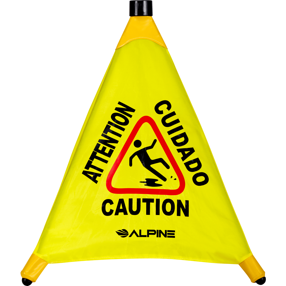 Alpine Industries Pop-Up Wet Floor Signs, 22-1/4in x 3in, Yellow, Pack Of 2 Signs