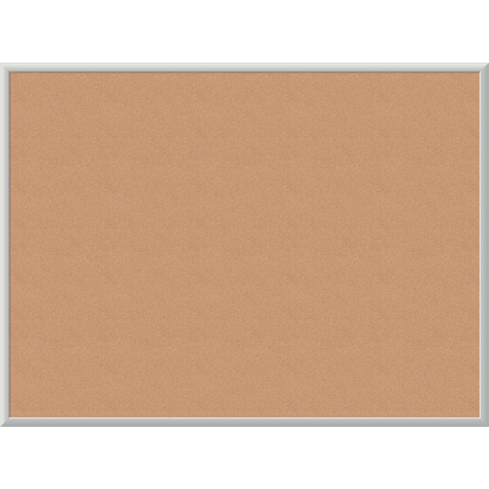 U Brands Cork Bulletin Board, 47in x 35in, Silver Aluminum Frame