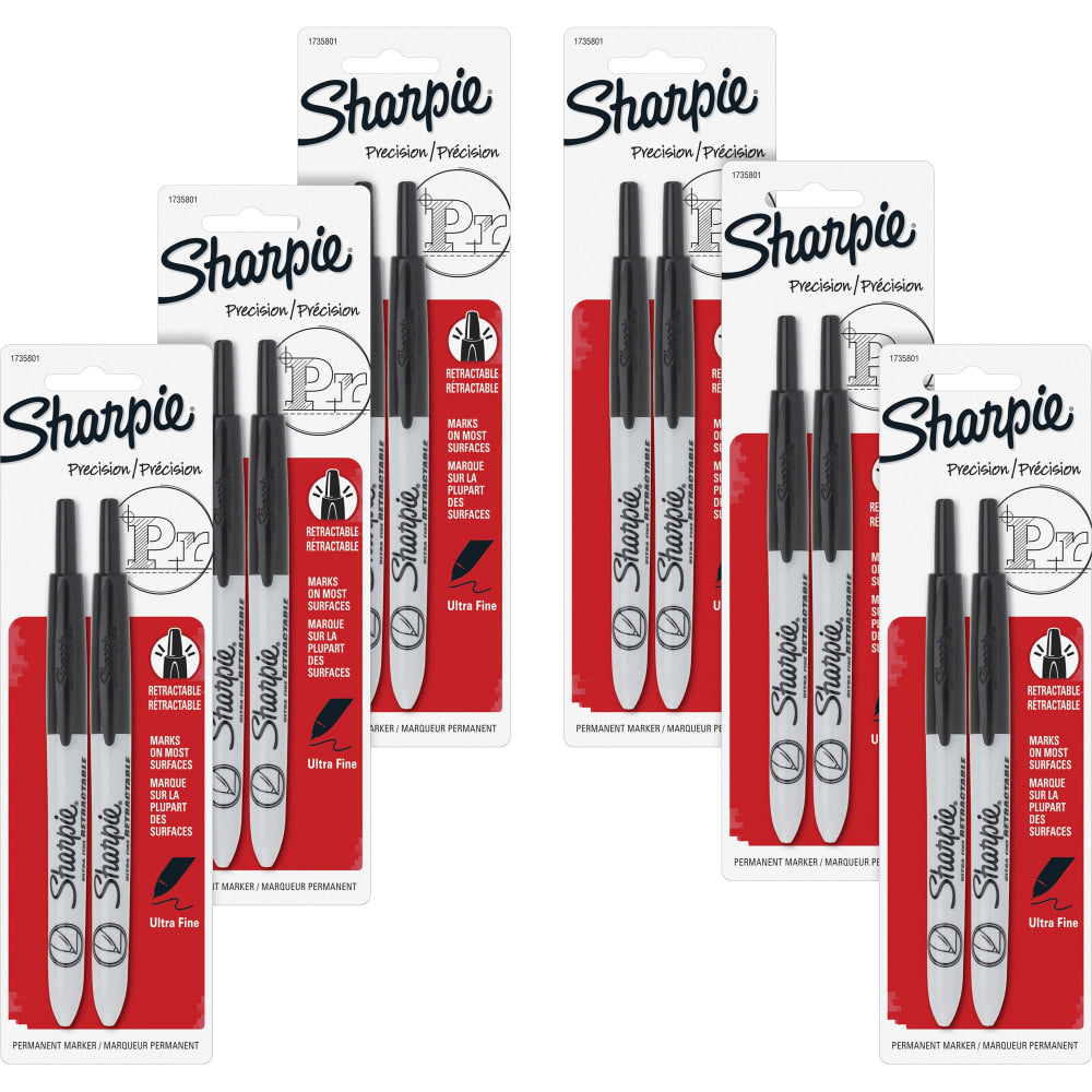 Sharpie Retractable Ultra-Fine Point Permanent Markers - Ultra Fine Marker Point - Retractable - 12 / Box