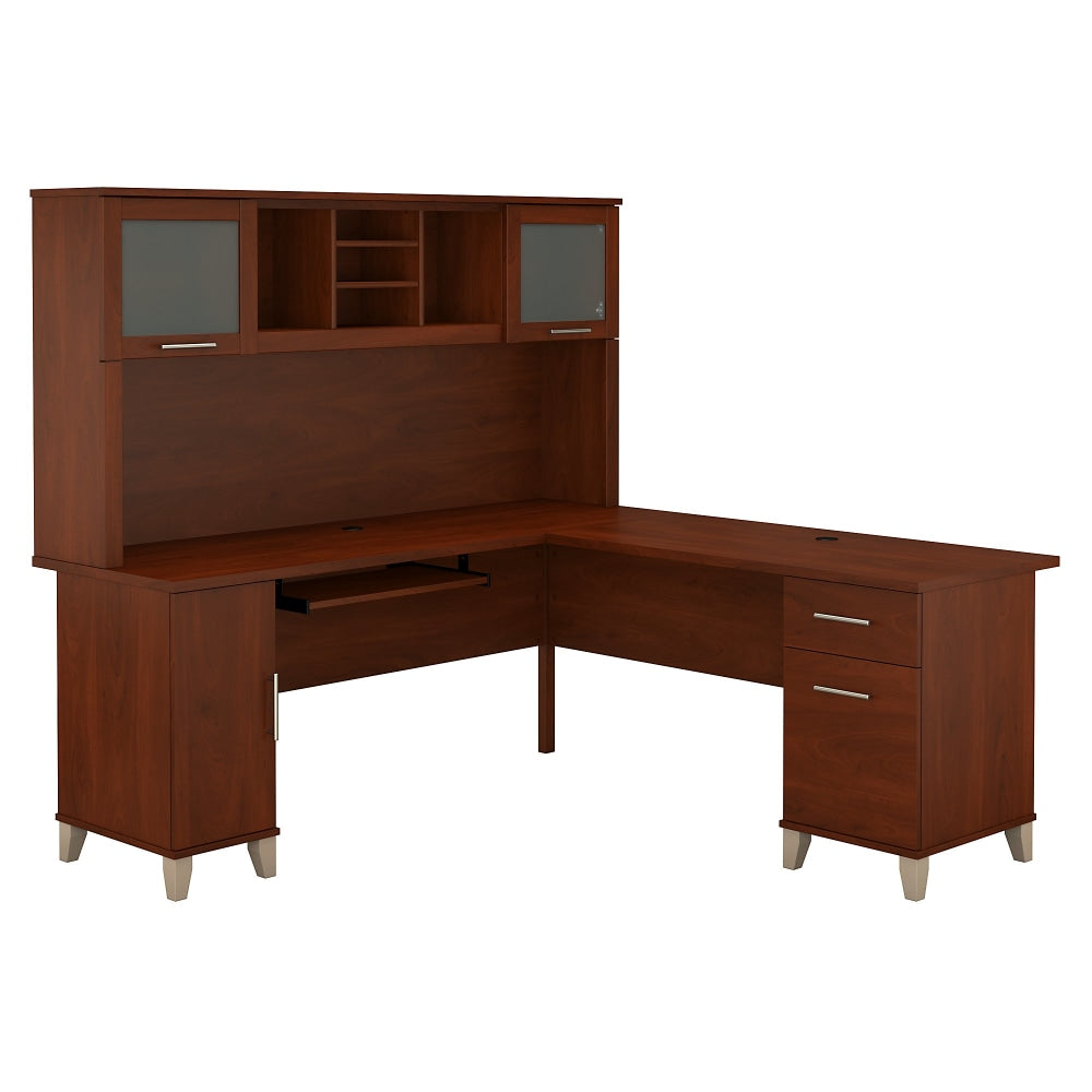 Bush Furniture Somerset L Shaped Desk With Hutch, 72inW, Hansen Cherry, Standard Delivery