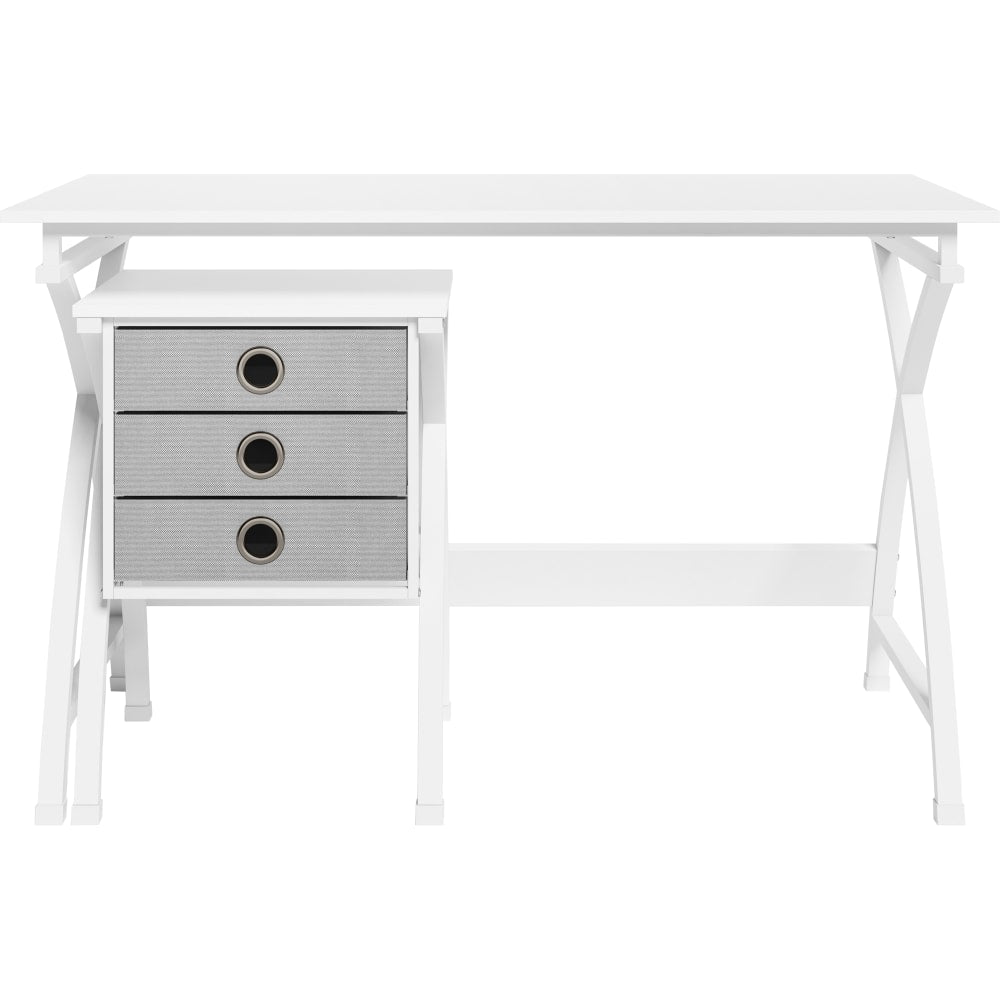 Realspace X-Cross 48inW Computer Desk With File Cabinet, White