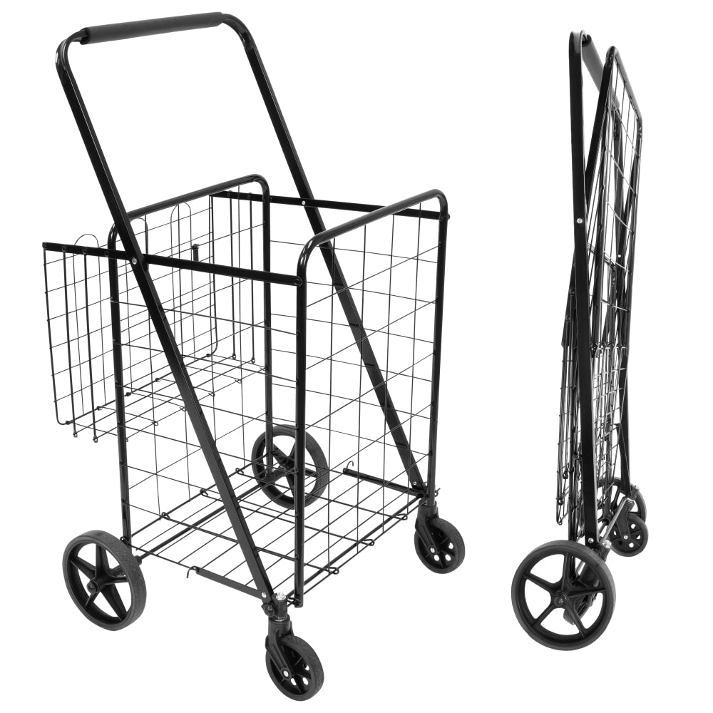 Mount-It! MI-907 Rolling Utility Shopping Cart, 22inH x 18inW x 16inD, Black