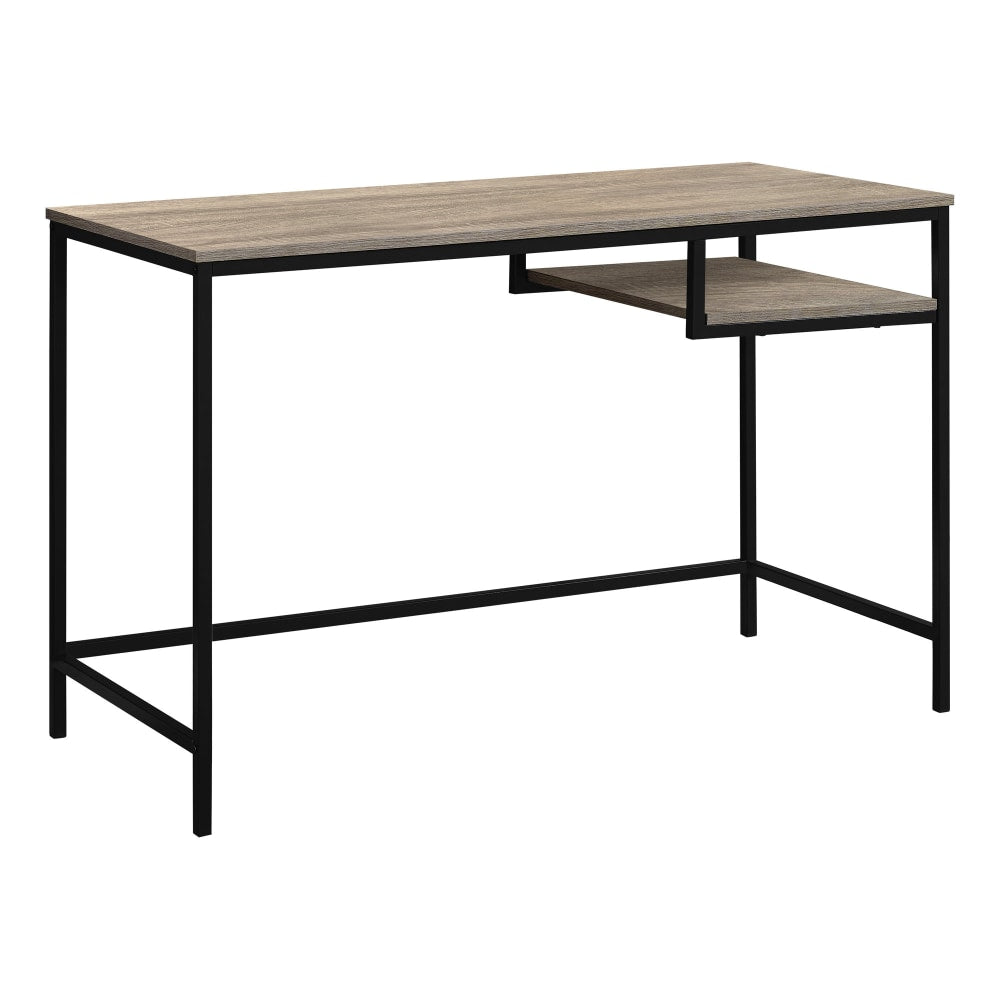 Monarch Specialties 48inW Computer Desk With Hanging Shelf, Dark Taupe/Black