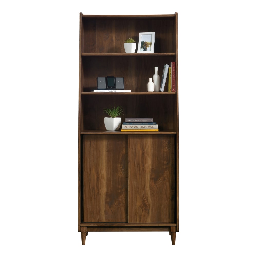 Sauder Harvey Park 71inH 5-Shelf Bookcase With Doors, Grand Walnut