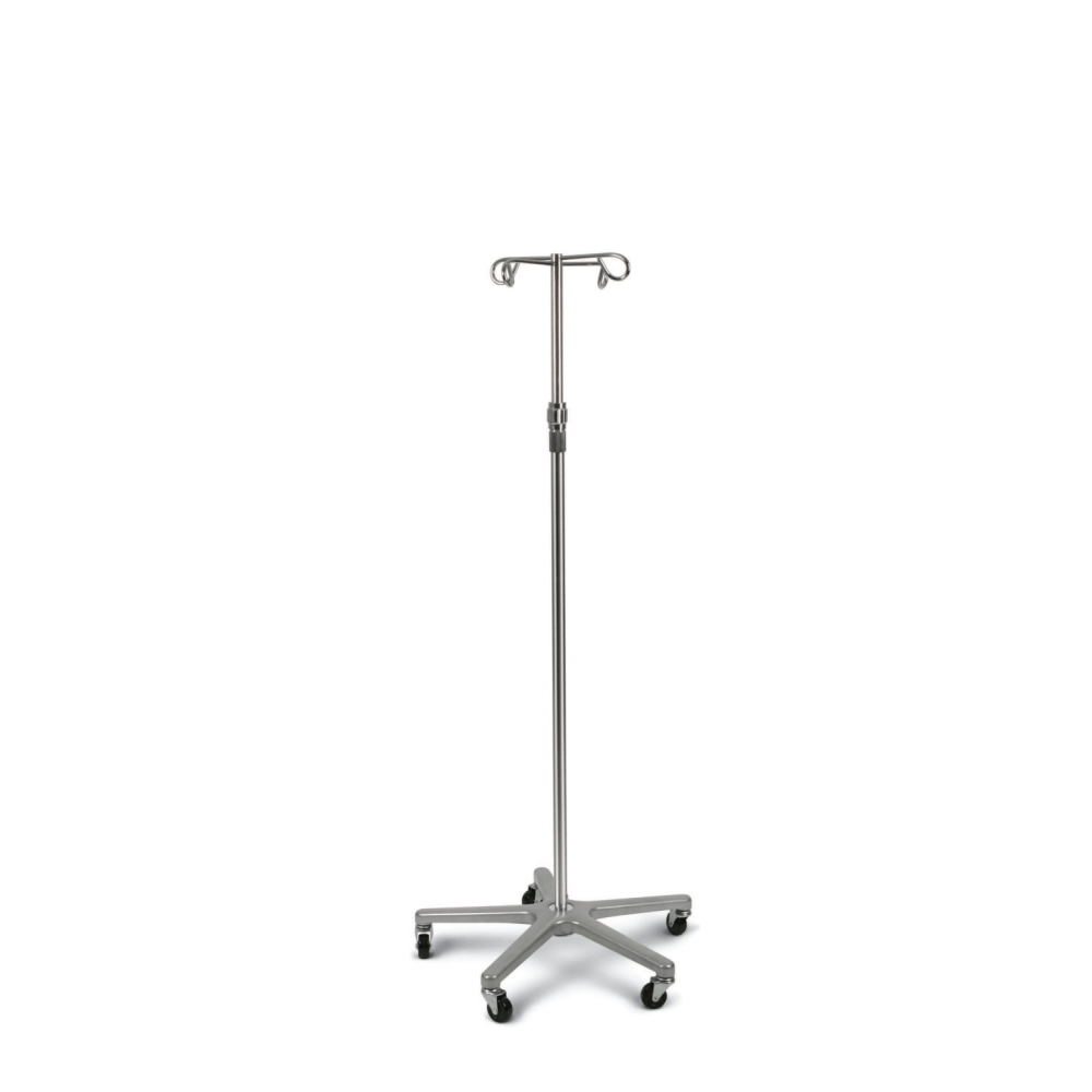 Medline Aluminum Deluxe 5-Leg IV Poles, Chrome, Case Of 2