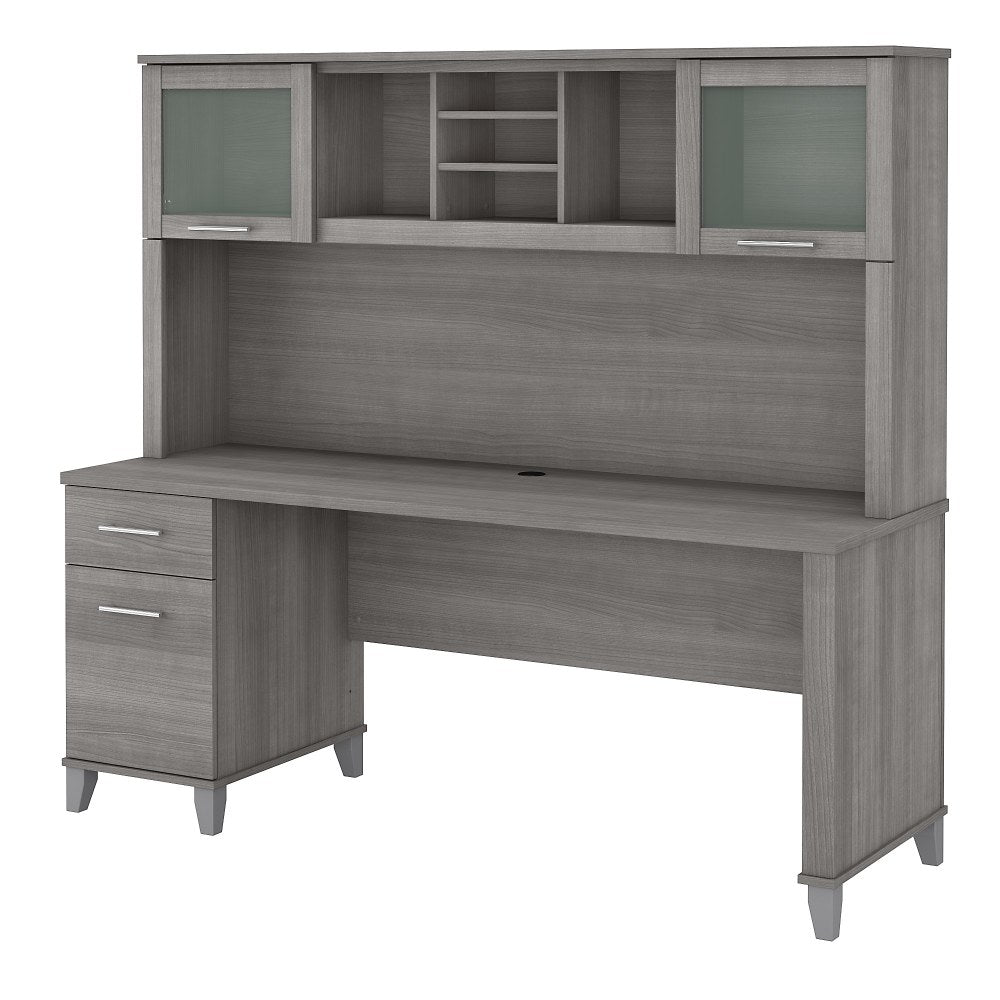 Bush Furniture Somerset Office Desk With Hutch, 72inW, Platinum Gray, Standard Delivery