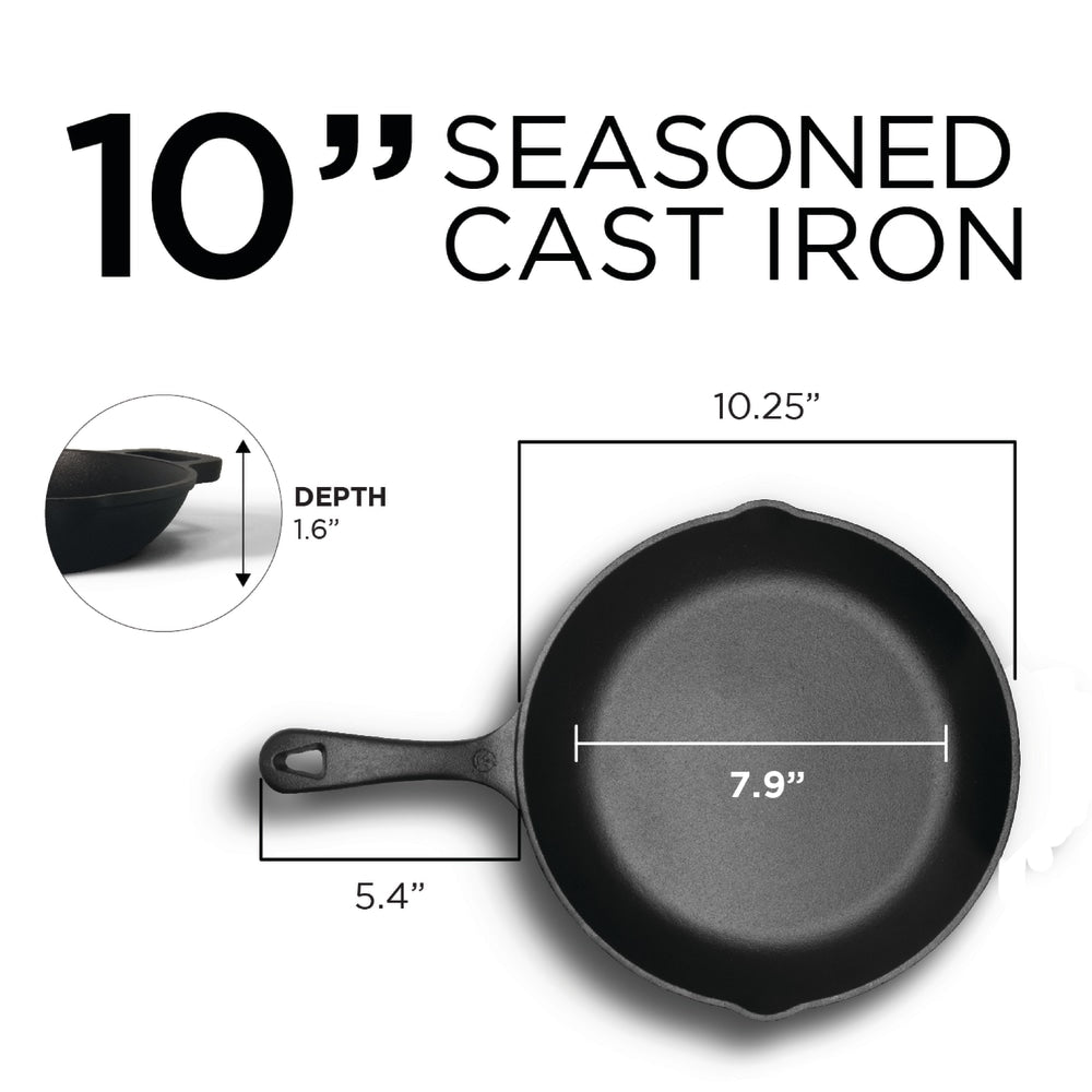 Commercial Chef Cast Iron Saute Skillet, 10in, Black