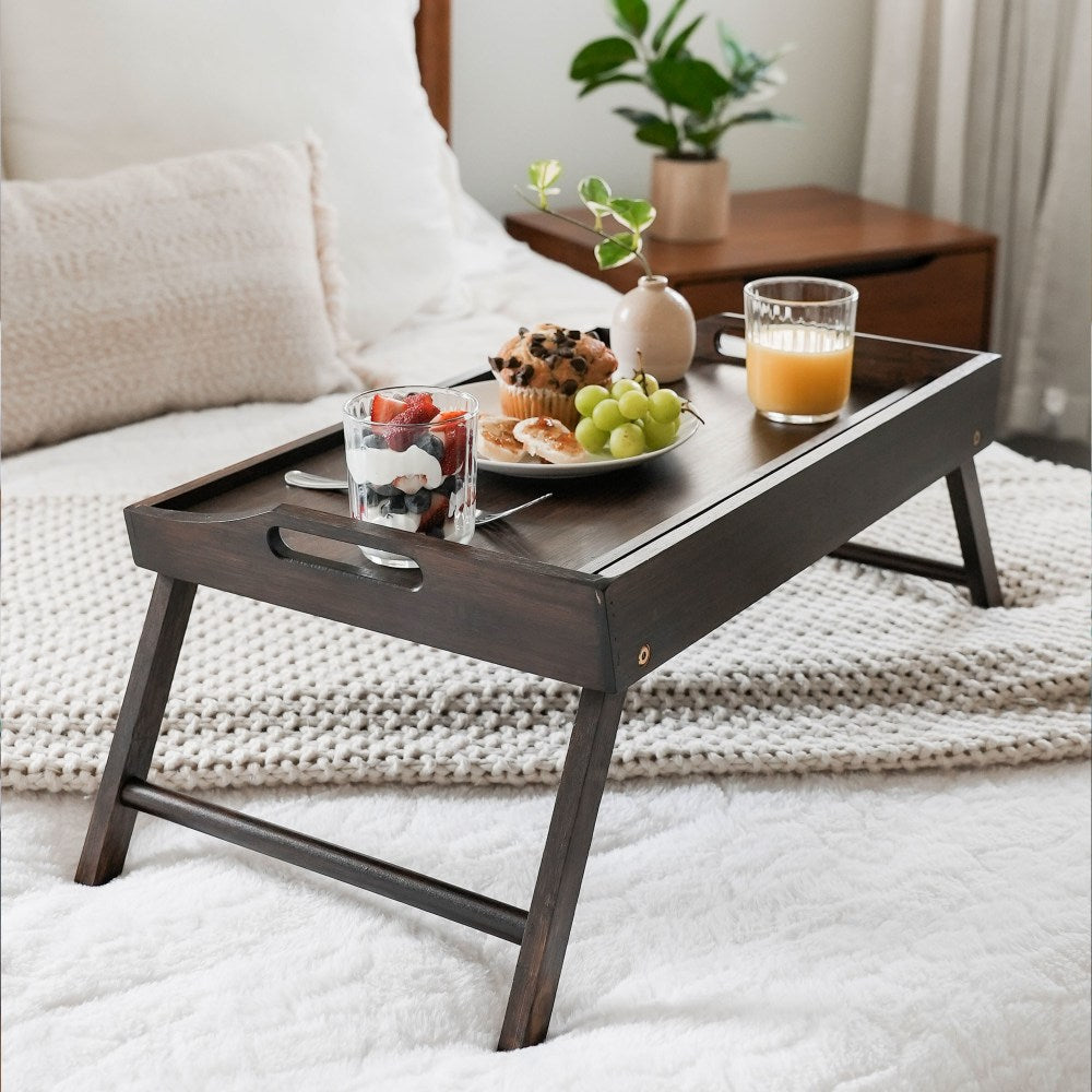 Rossie Home Media Bed Tray, 13.9inH x 21.8inW x 2.6inD, Java Bamboo