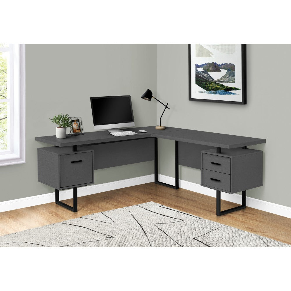 Monarch Specialties Dallas 71inW L-Shaped Corner Desk, Gray