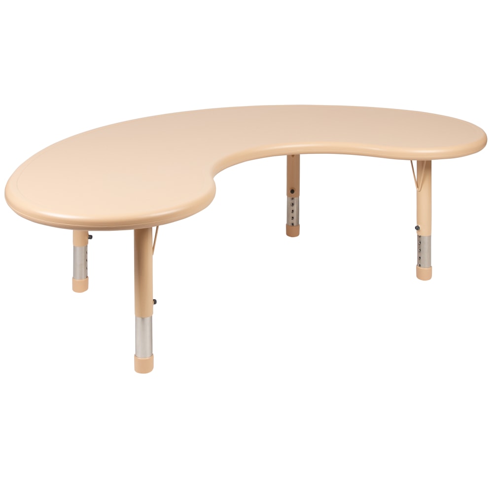 Flash Furniture Half-Moon Adjustable Activity Table, 23-3/4in x 35in, Natural