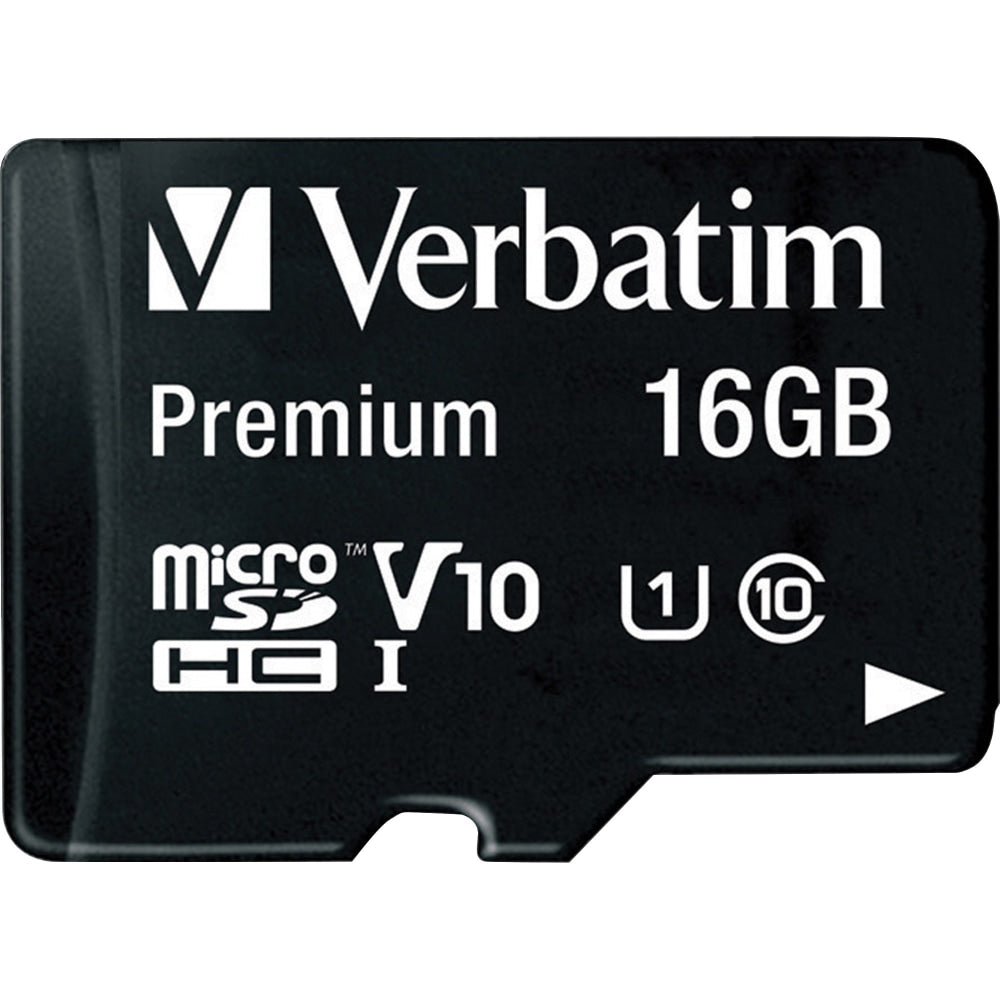 Verbatim 16GB Premium microSDHC Memory Card with Adapter, UHS-I V10 U1 Class 10 - 16GB