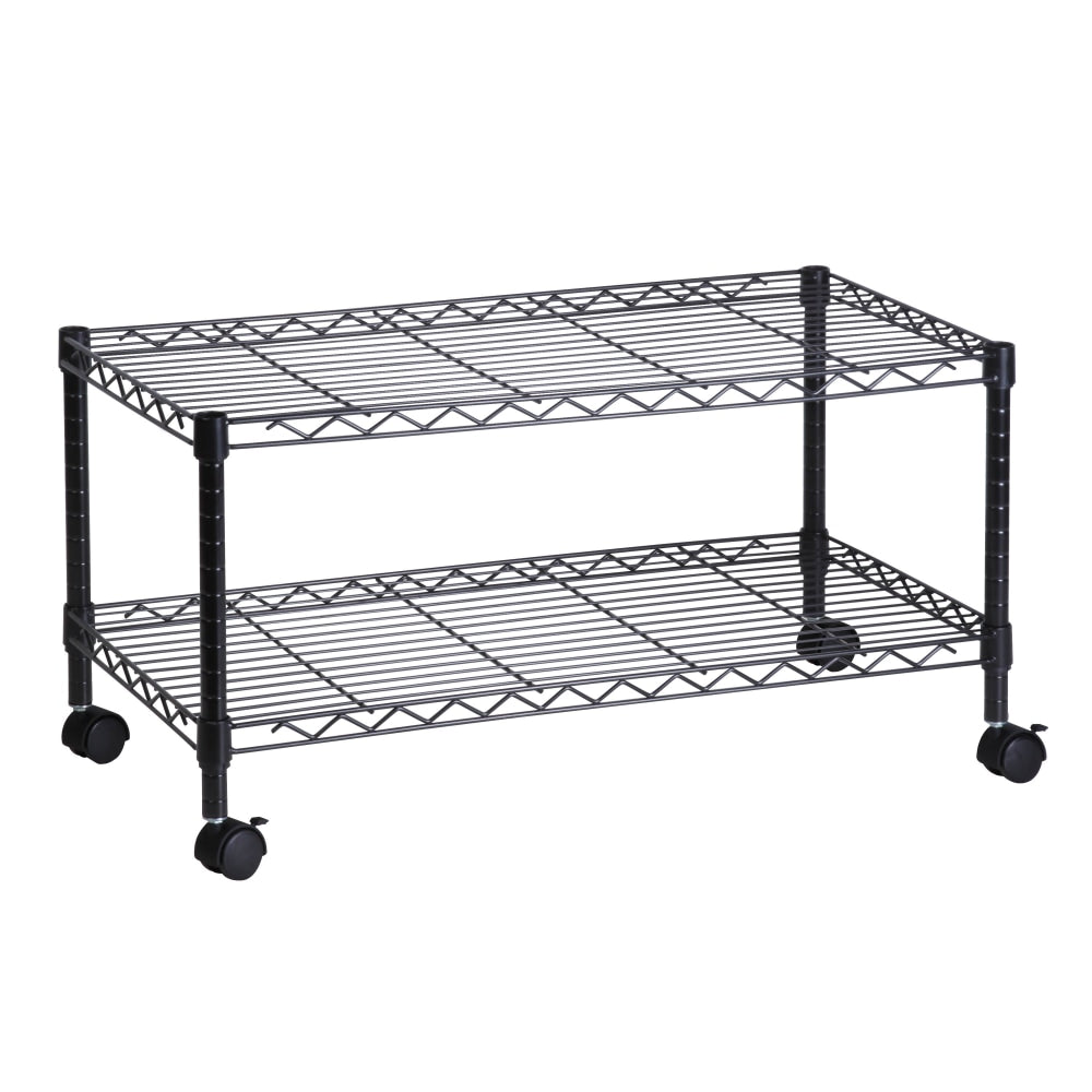 Honey-Can-Do Steel Wire Cart, 2 Tier, 19 1/2inH x 36inW x 18inD, Black