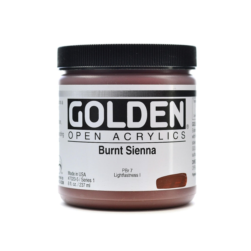 Golden OPEN Acrylic Paint, 8 Oz Jar, Burnt Sienna