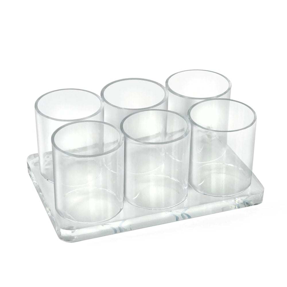 Azar Displays Acrylic Deluxe 6-Cup Holder, 3inH x 7inW x 4-3/4inD, Clear