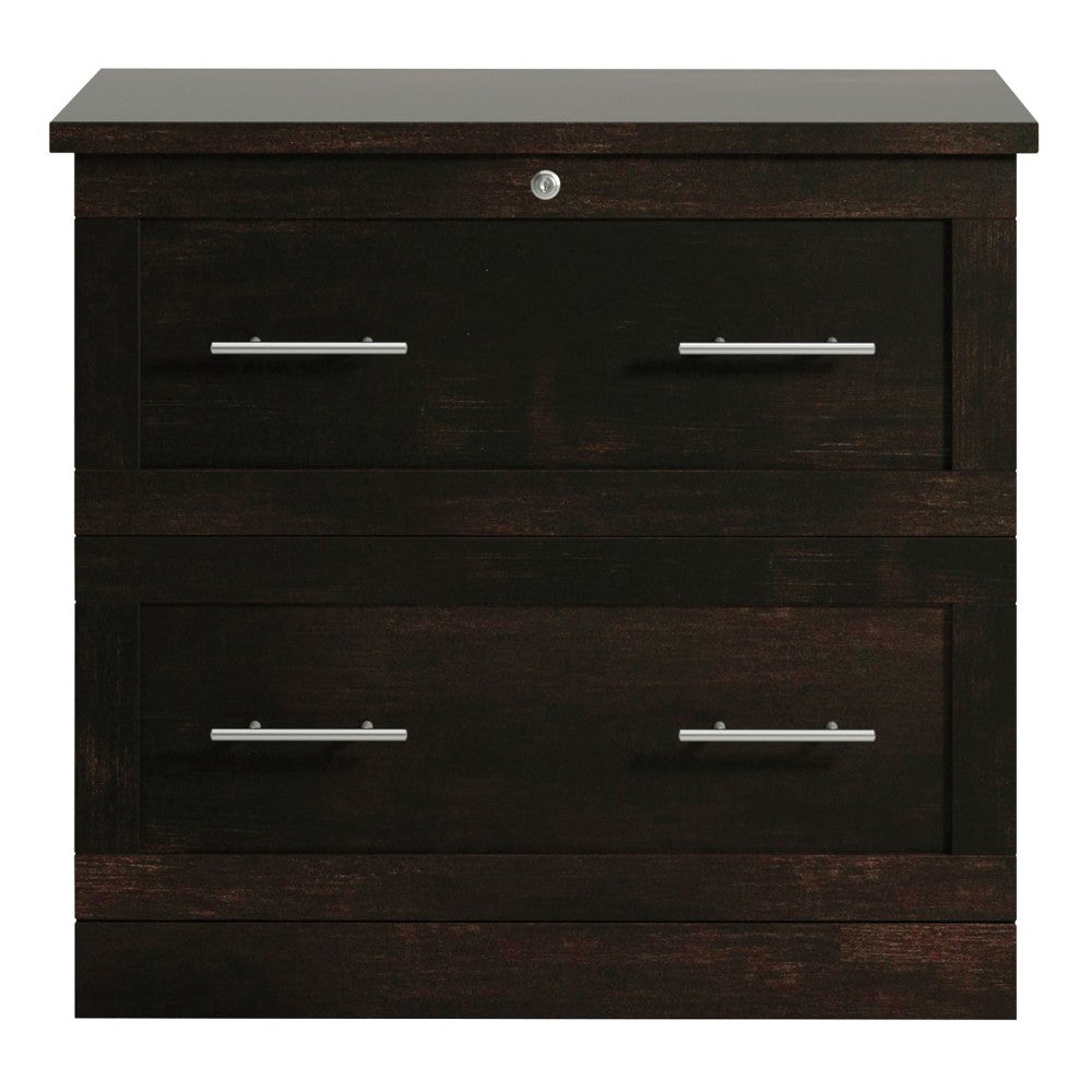 Realspace 29-7/16inW x 18-1/2inD Lateral 2-Drawer File Cabinet, Peppered Black