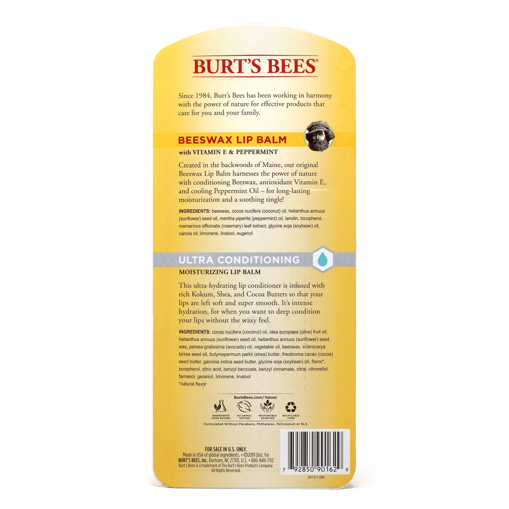 Burts Bees Lip Balm Variety Pack, Box Of 8 Balms