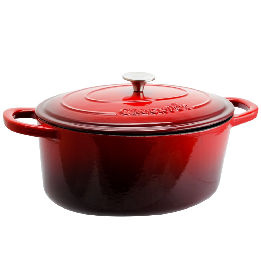 Crock-Pot Artisan 7-Quart Cast Iron Dutch Oven, Scarlet Red