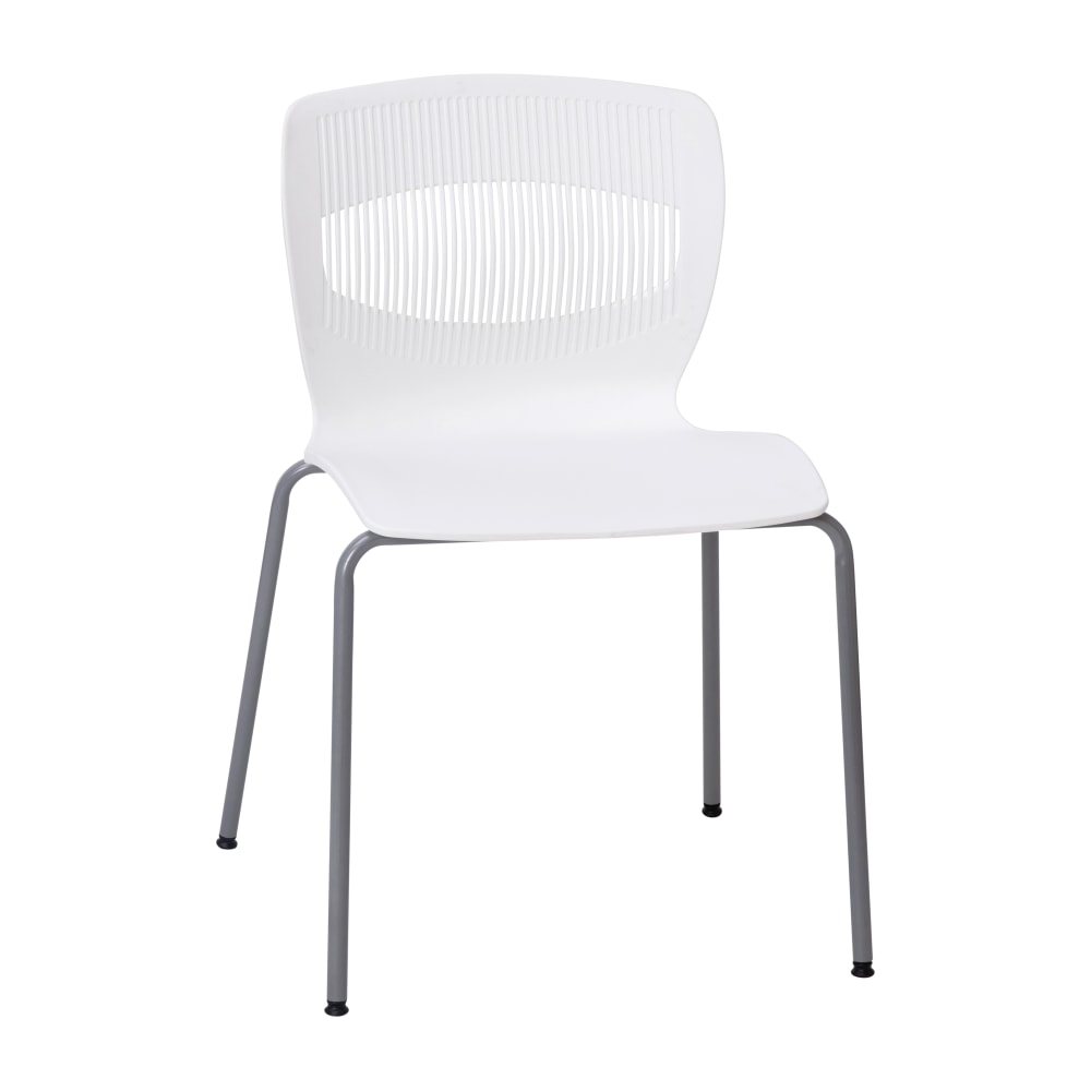 Flash Furniture HERCULES Series Commercial Grade 770-lb Capacity Ergonomic Stack Chair With Lumbar Support, White/Silver