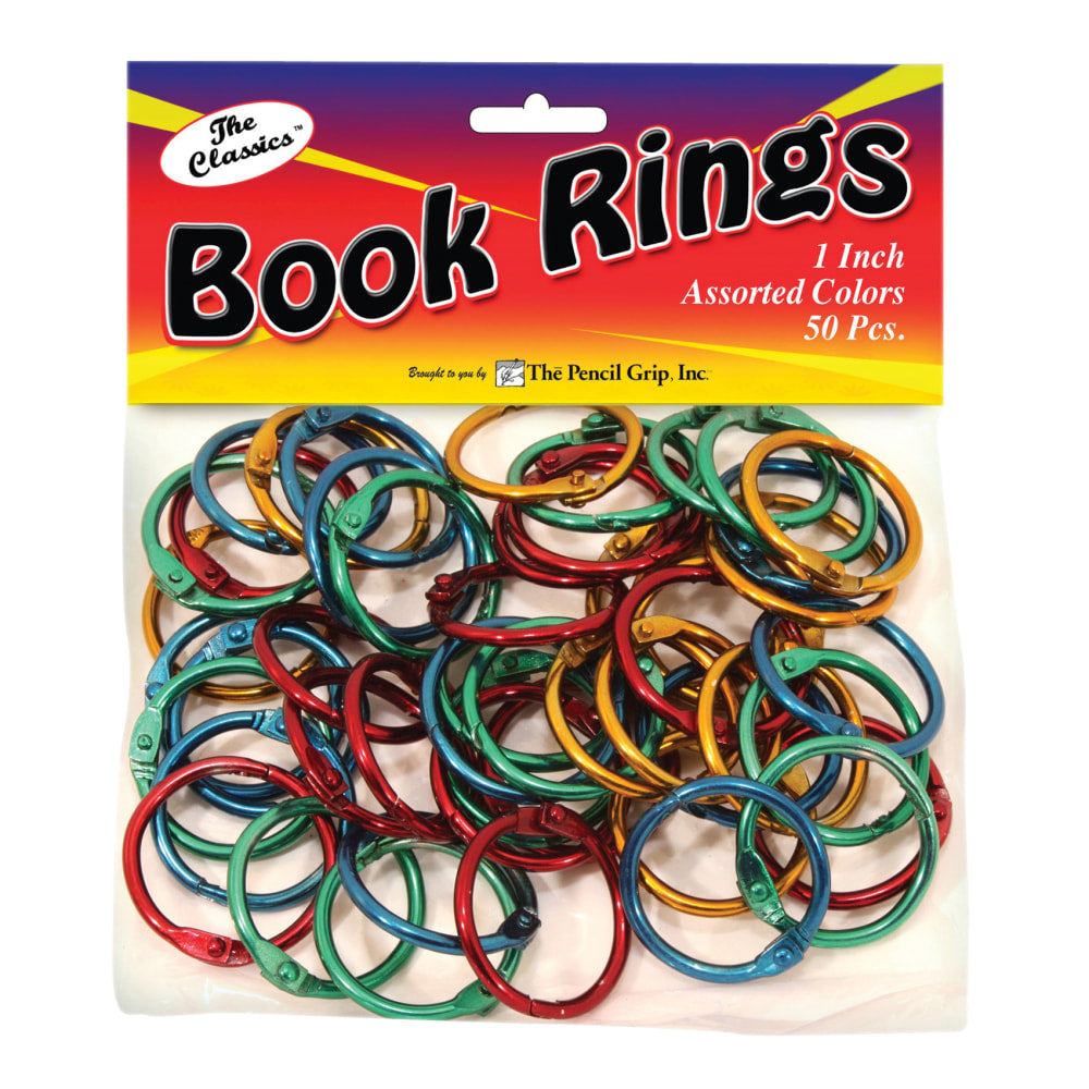 The Pencil Grip Book Rings, 1in, Assorted, 50 Rings Per Pack, Set Of 2 Packs