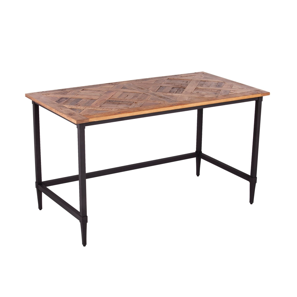 SEI Lawrenny 53inW Reclaimed Wood Computer Desk, Natural/Black