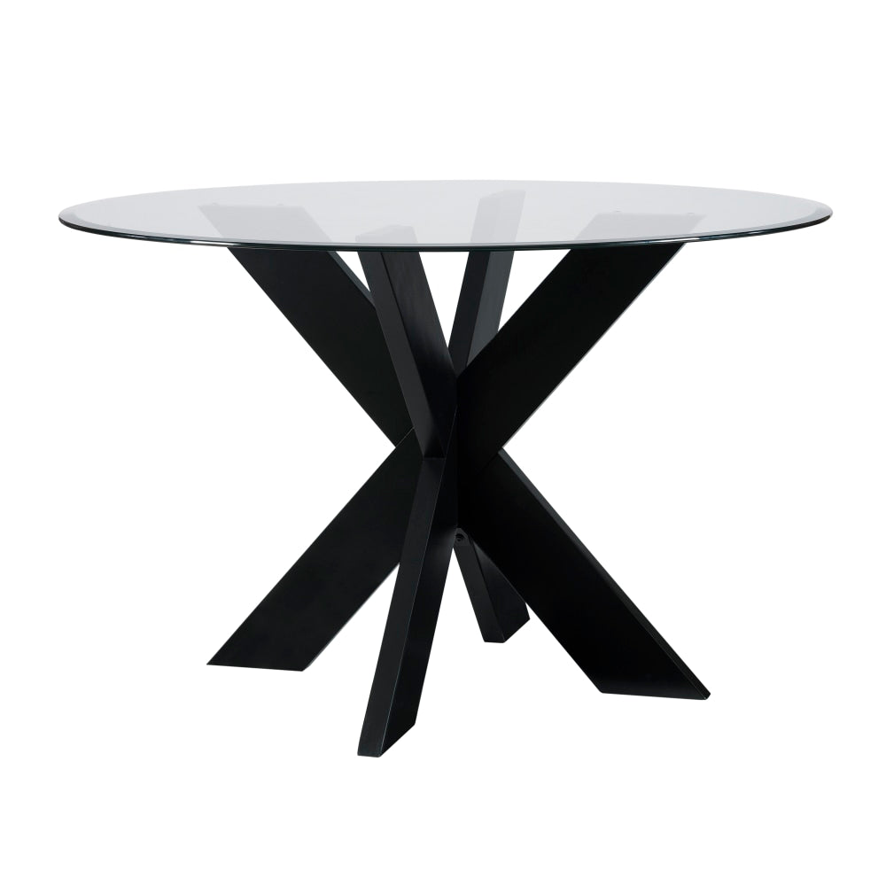 Powell Avaloni X Base Dining Table, 30inH x 48inW x 48inD, Black/Clear