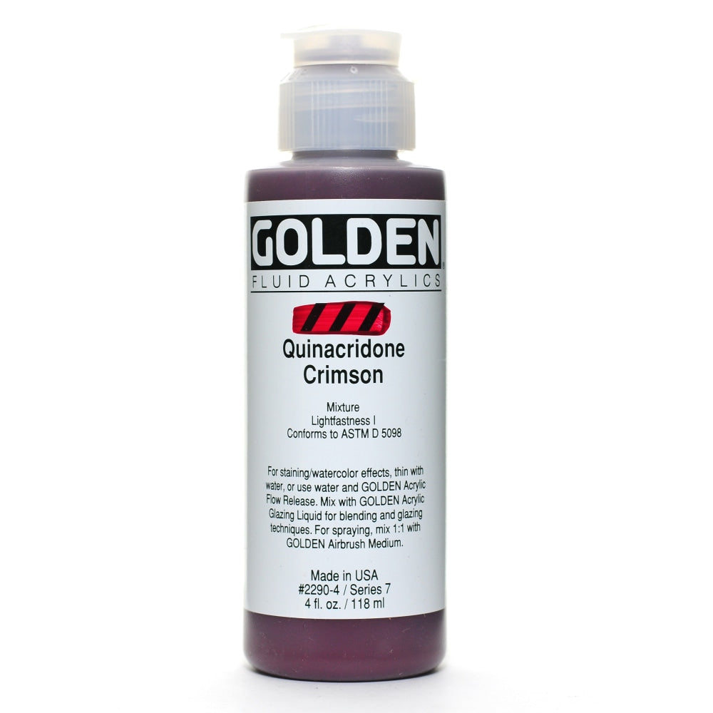 Golden Fluid Acrylic Paint, 4 Oz, Quinacridone Crimson