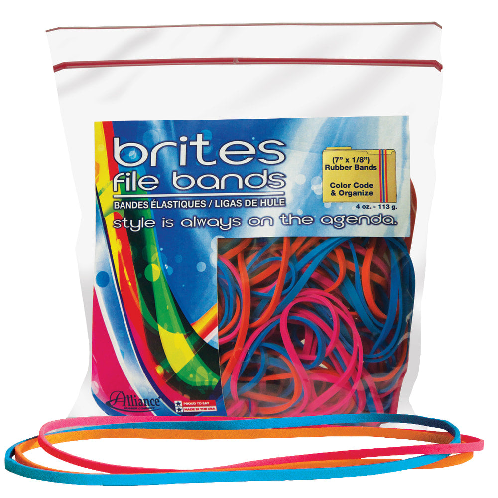 Alliance Rubber Brites File Bands, Assorted, Bag Of 50