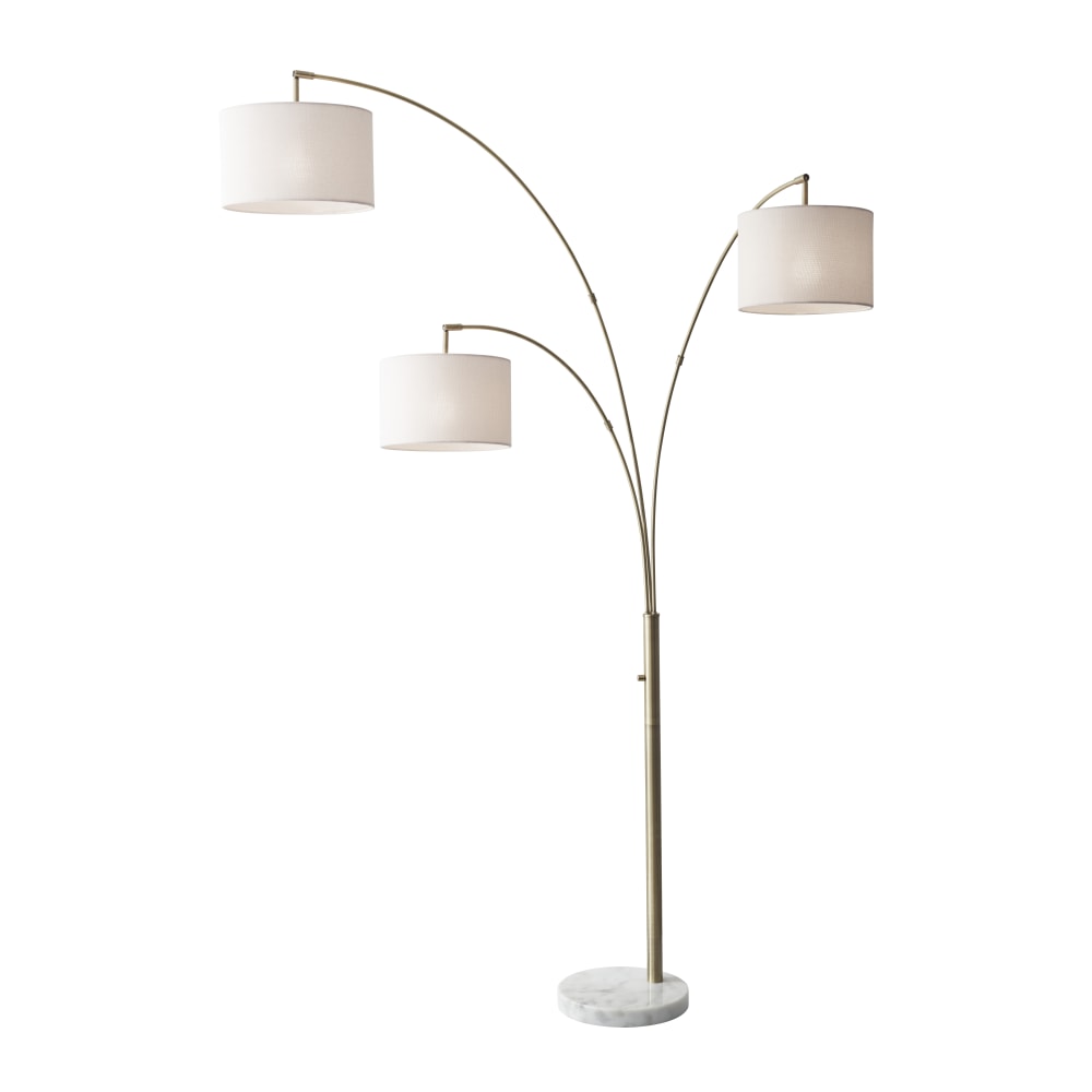 Adesso Bowery 3-Arm Arc Floor Lamp, 83inH, Off-White Shade/White Base