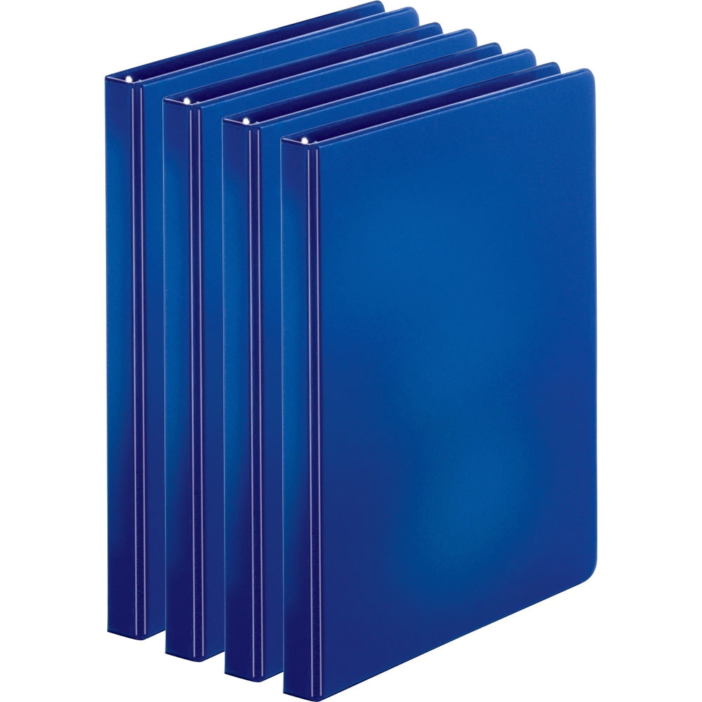 Business Source Basic Round Ring Binders, 1/2in Ring, 8 1/2in x 11in, Dark Blue, Pack Of 4