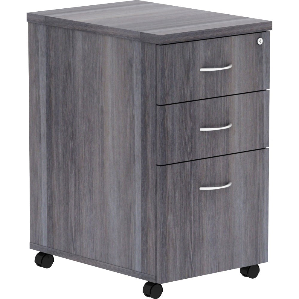 Lorell Essentials 22inD Vertical 3-Drawer Mobile Pedestal File Cabinet, Weathered Charcoal