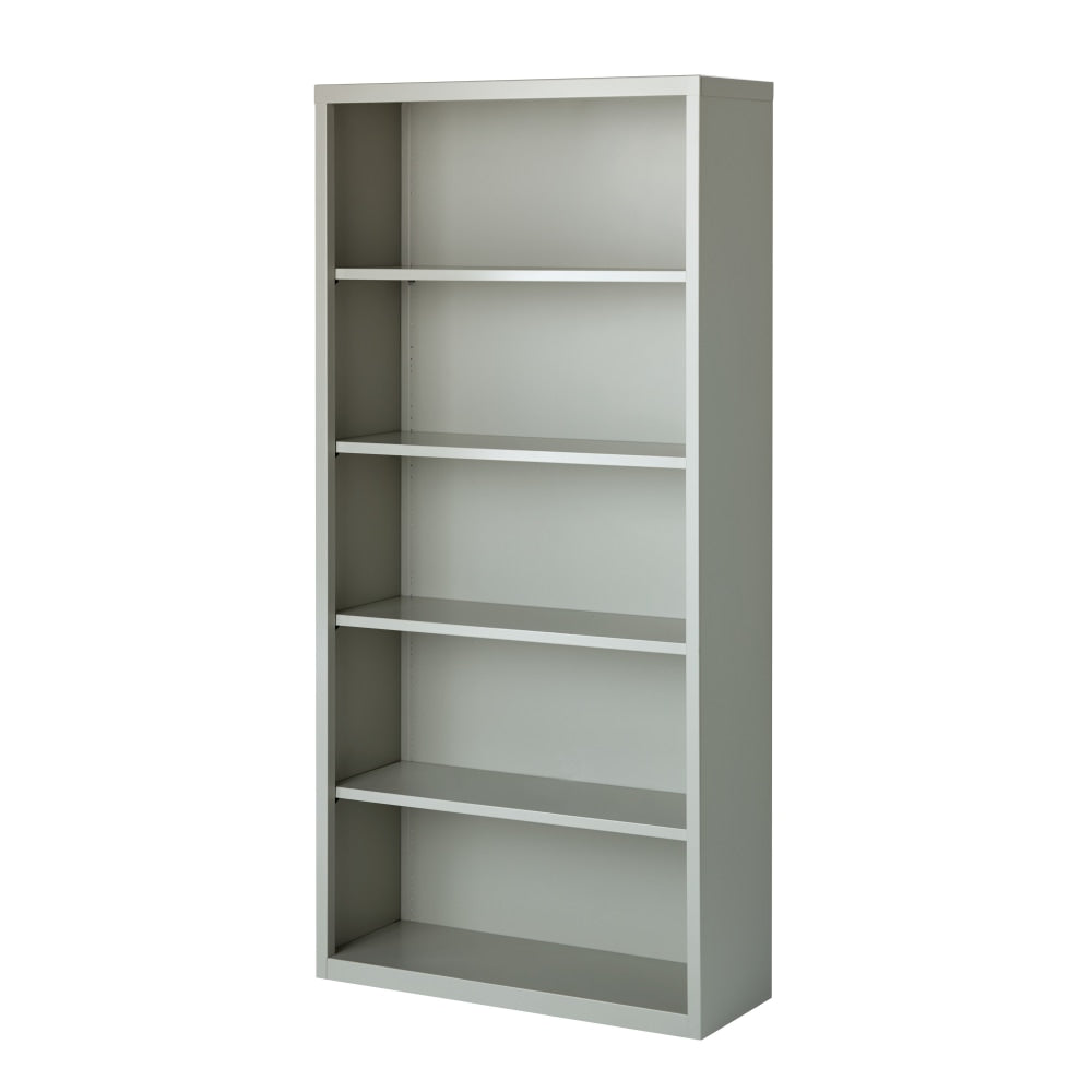 Hirsh 72inH 5-Shelf Metal Bookcase, Light Gray