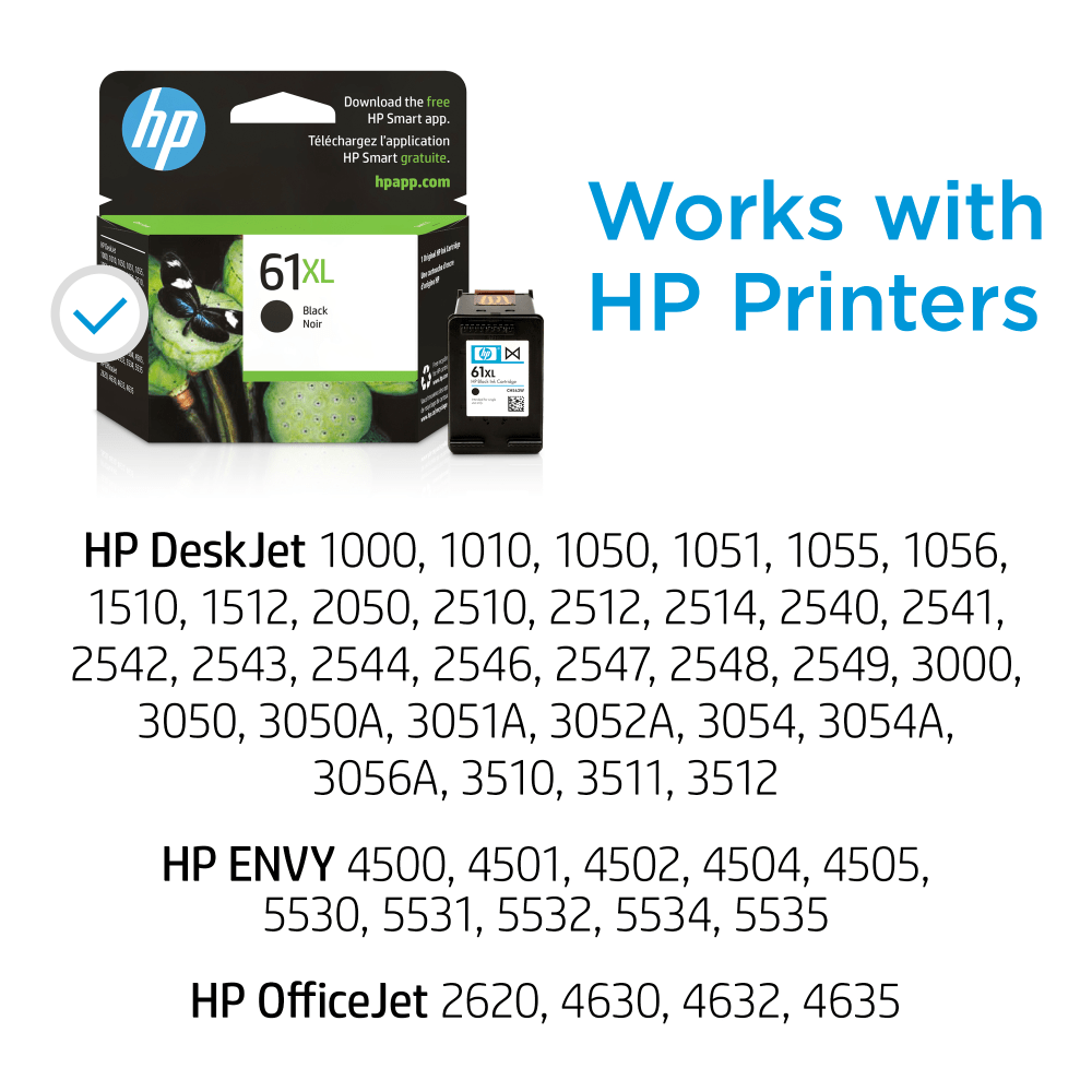 HP 61XL Black High-Yield Ink Cartridge, CH563WN