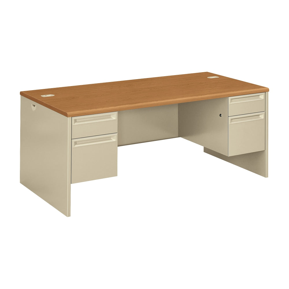 HON 38000 72inW Double-Pedestal Computer Desk, Harvest/Putty