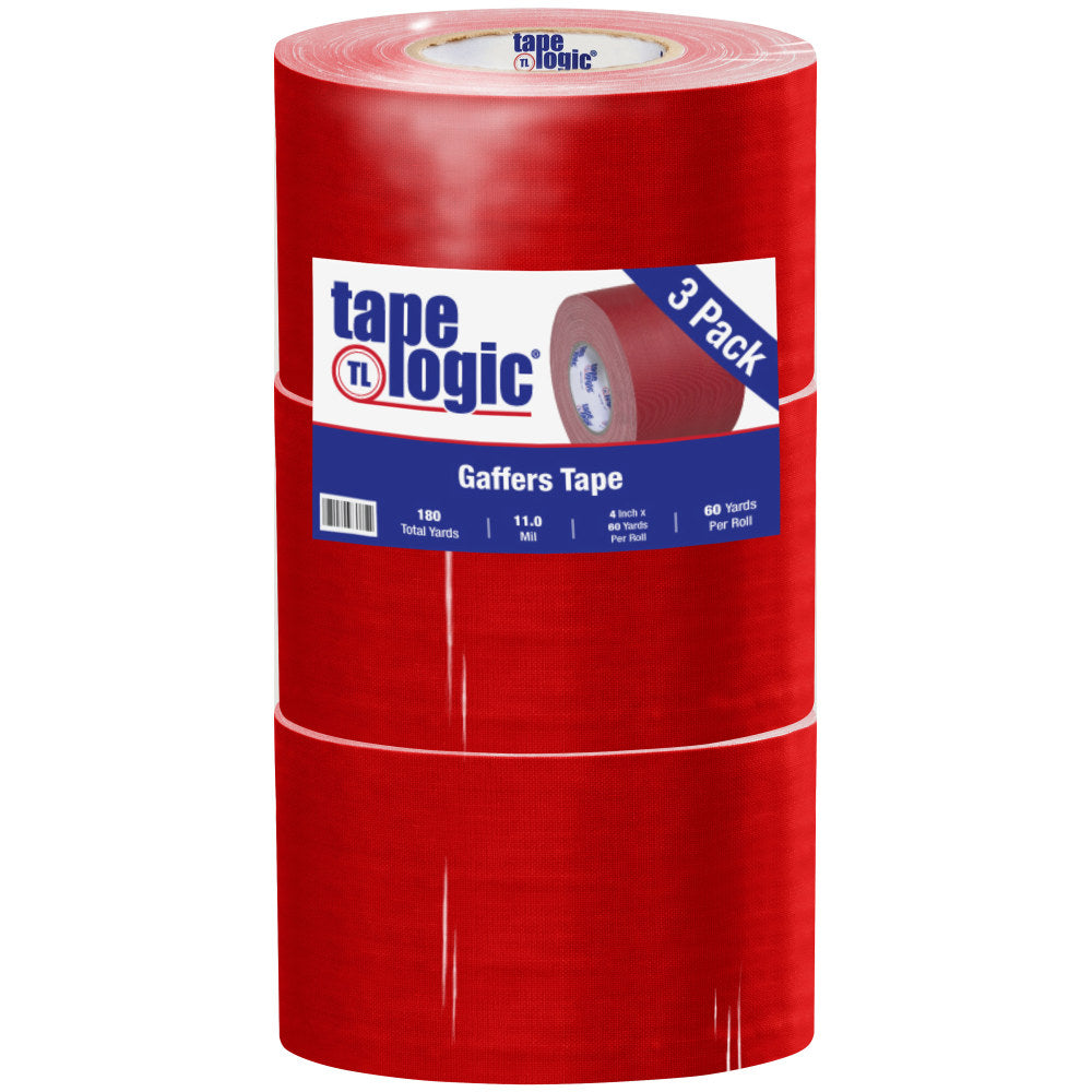 Tape Logic Gaffers Tape, 4in x 60 Yd., 11 Mil, Red, Case Of 3 Rolls