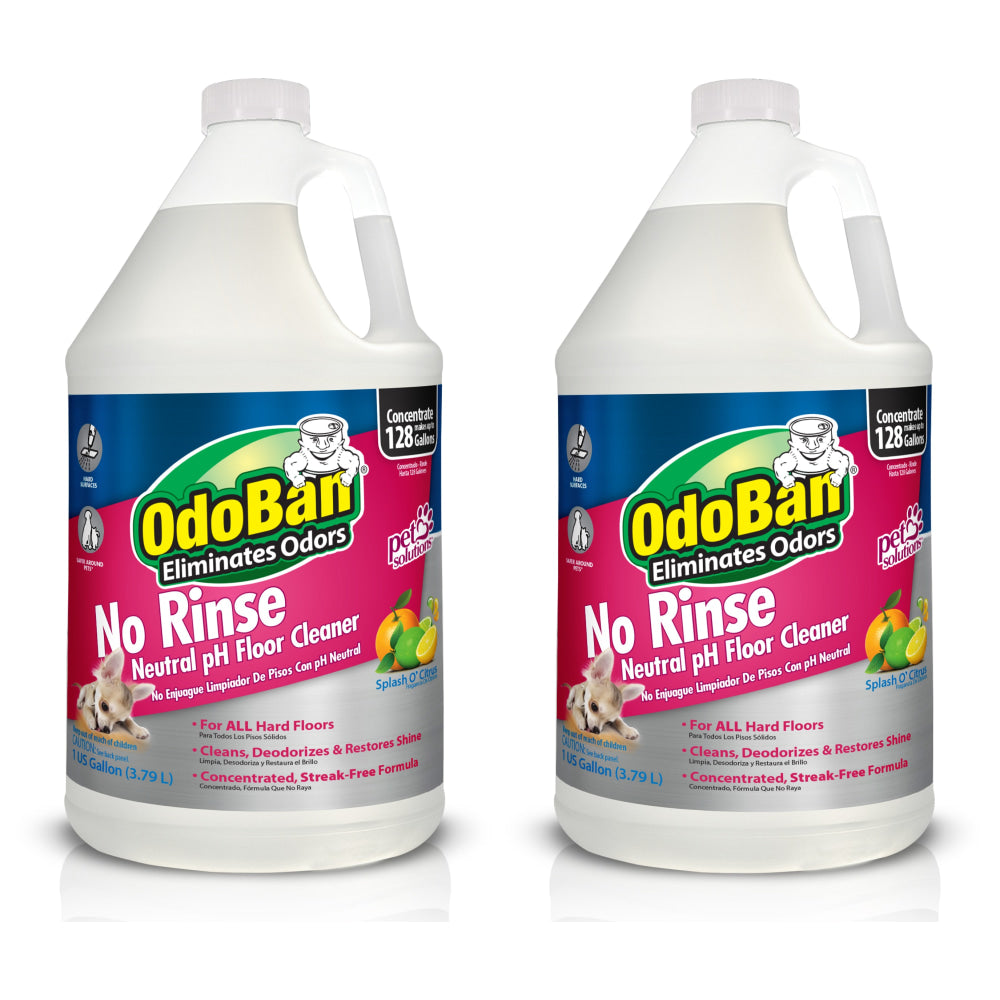 OdoBan Pet Solutions No-Rinse Neutral pH Floor Cleaner Concentrate, 1 Gallon, Pack Of 2 Jugs