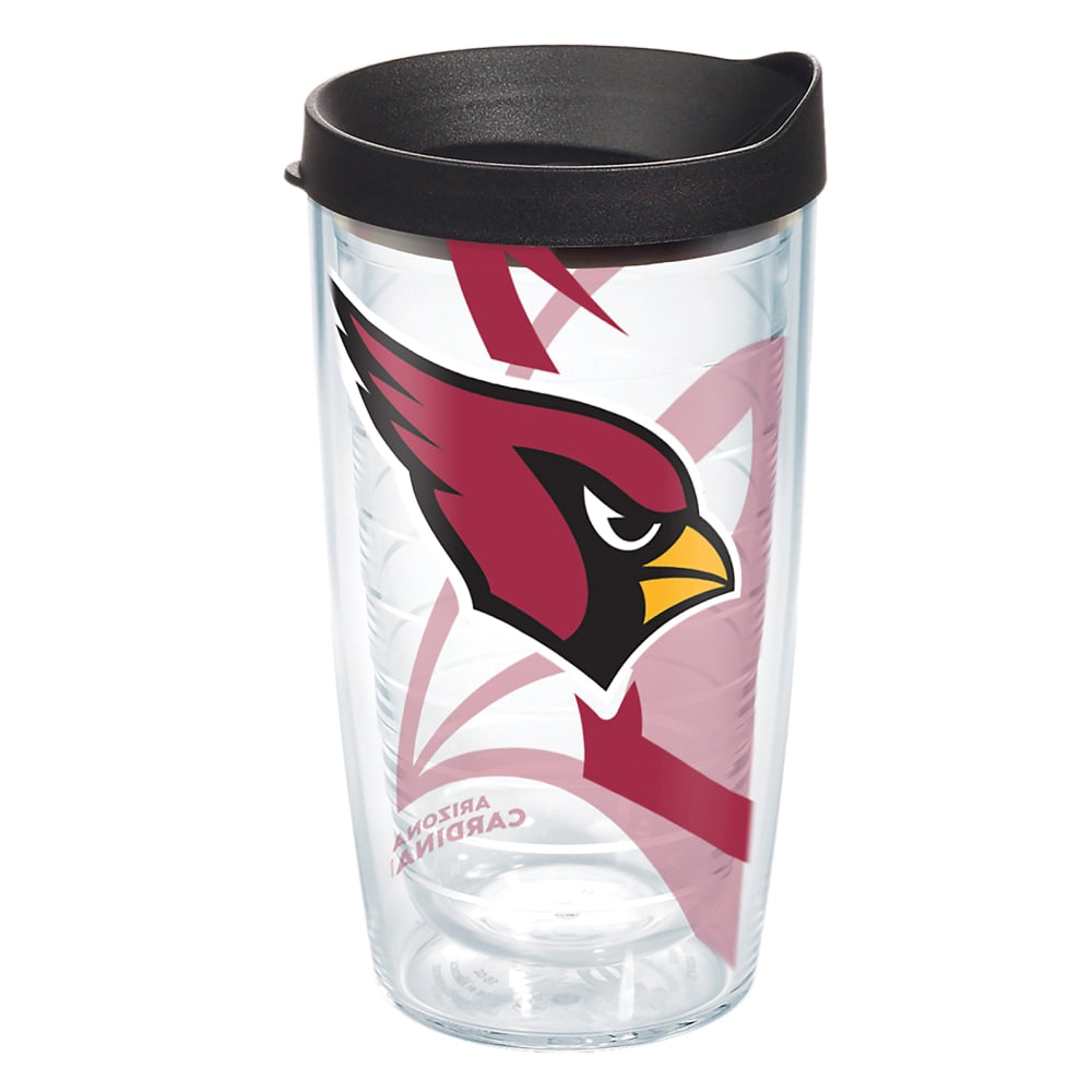 Tervis NFL Tumbler With Lid, 16 Oz, Arizona Cardinals, Clear