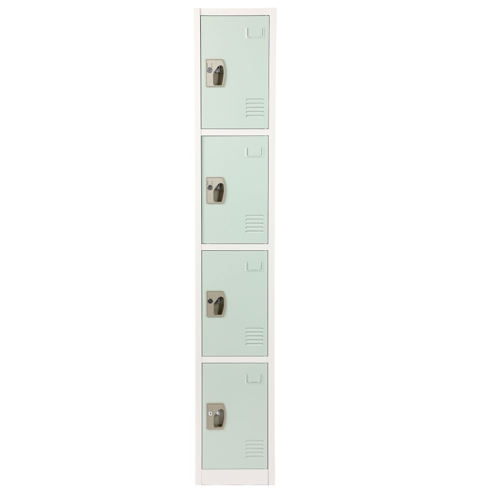 Alpine AdirOffice 4-Tier Steel Locker, 72inH x 12inW x 12inD, Misty Green