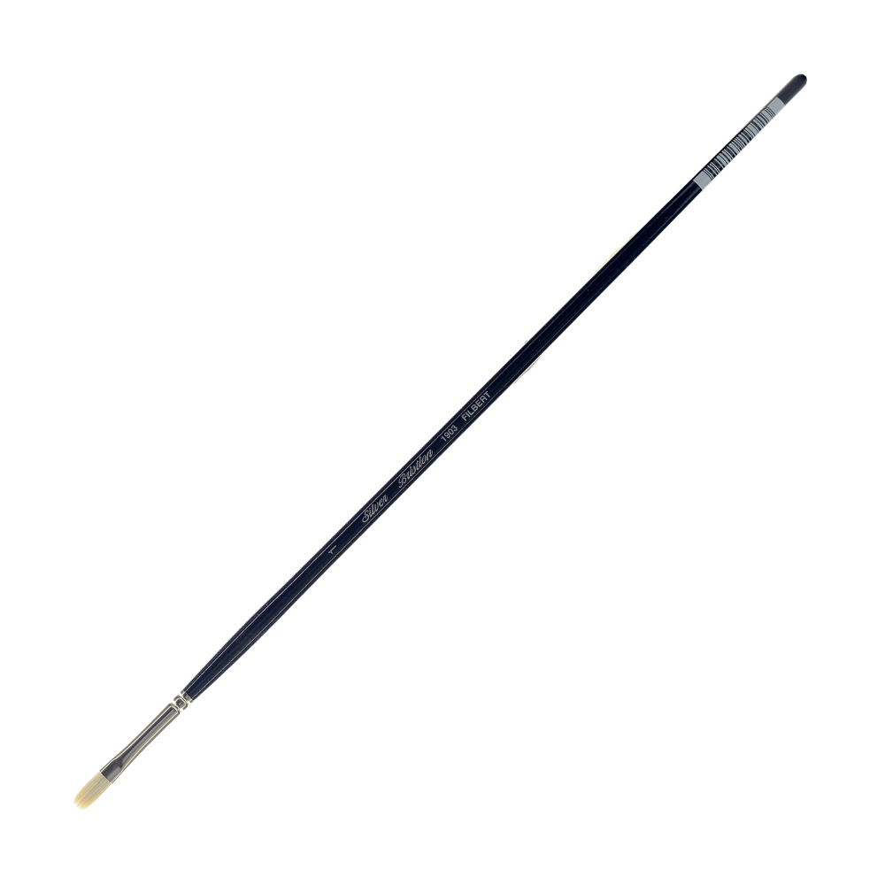 Silver Brush Bristlon Series Paint Brush, Size 1, Filbert Bristle, Synthetic, Deep Blue/Silver