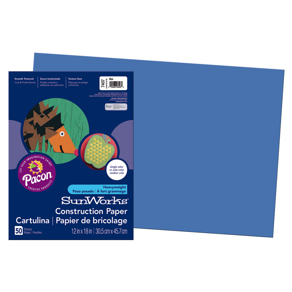 Prang Construction Paper, 12in x 18in, Blue, Pack Of 50