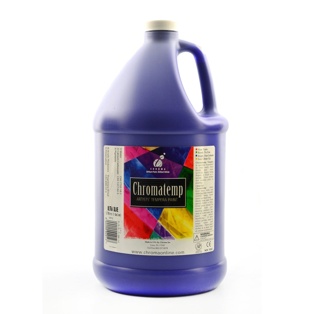 Chroma ChromaTemp Artists Tempera Paint, 1 Gallon, Ultra Blue