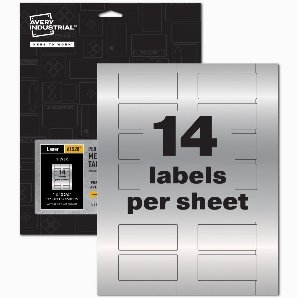 Avery PermaTrack Metallic Asset Tag Labels, 1-1/4in x 2-3/4in, Silver, Pack Of 112