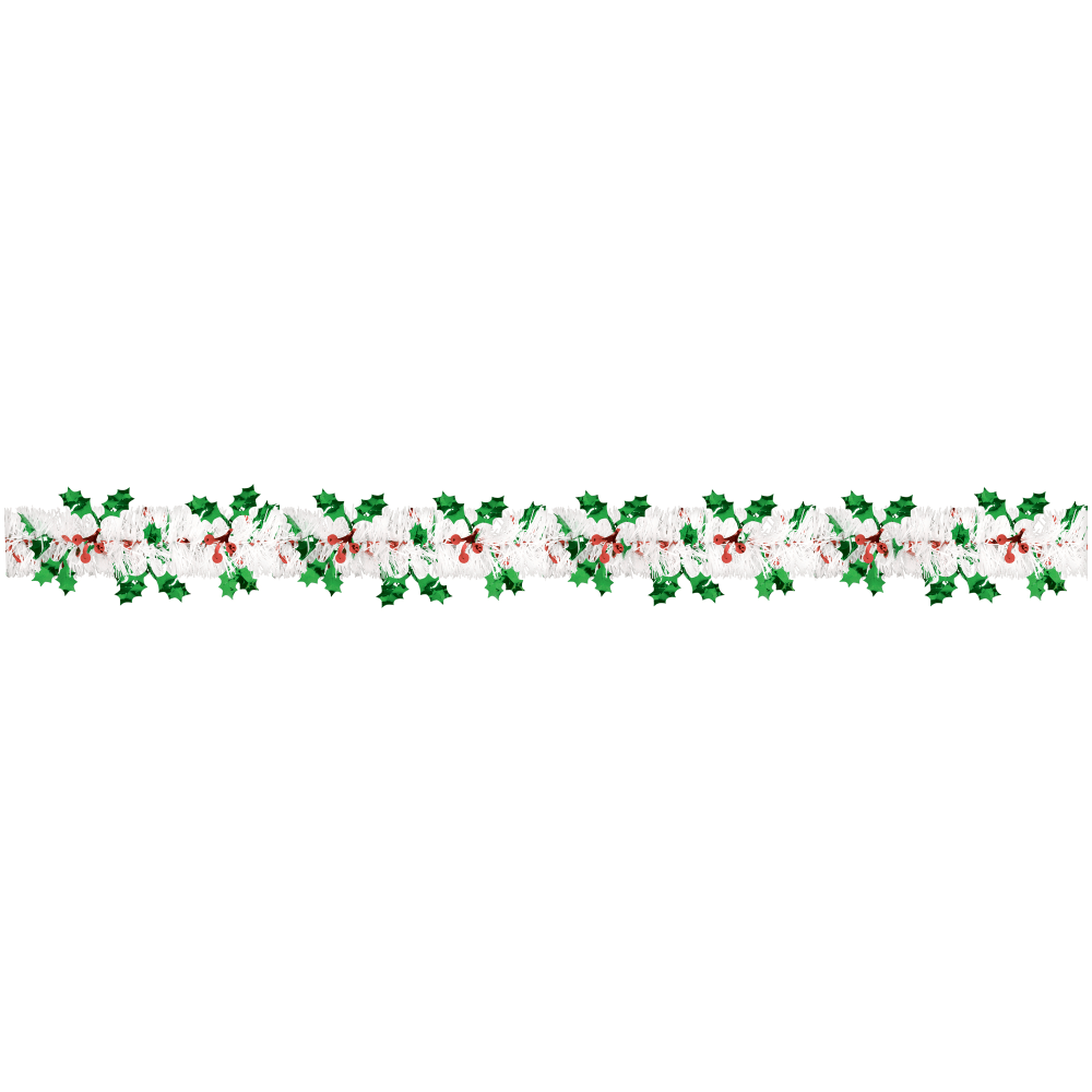 Amscan 220458 Christmas Holiday Tinsel Garlands, 18ft, White, Set Of 2 Garlands