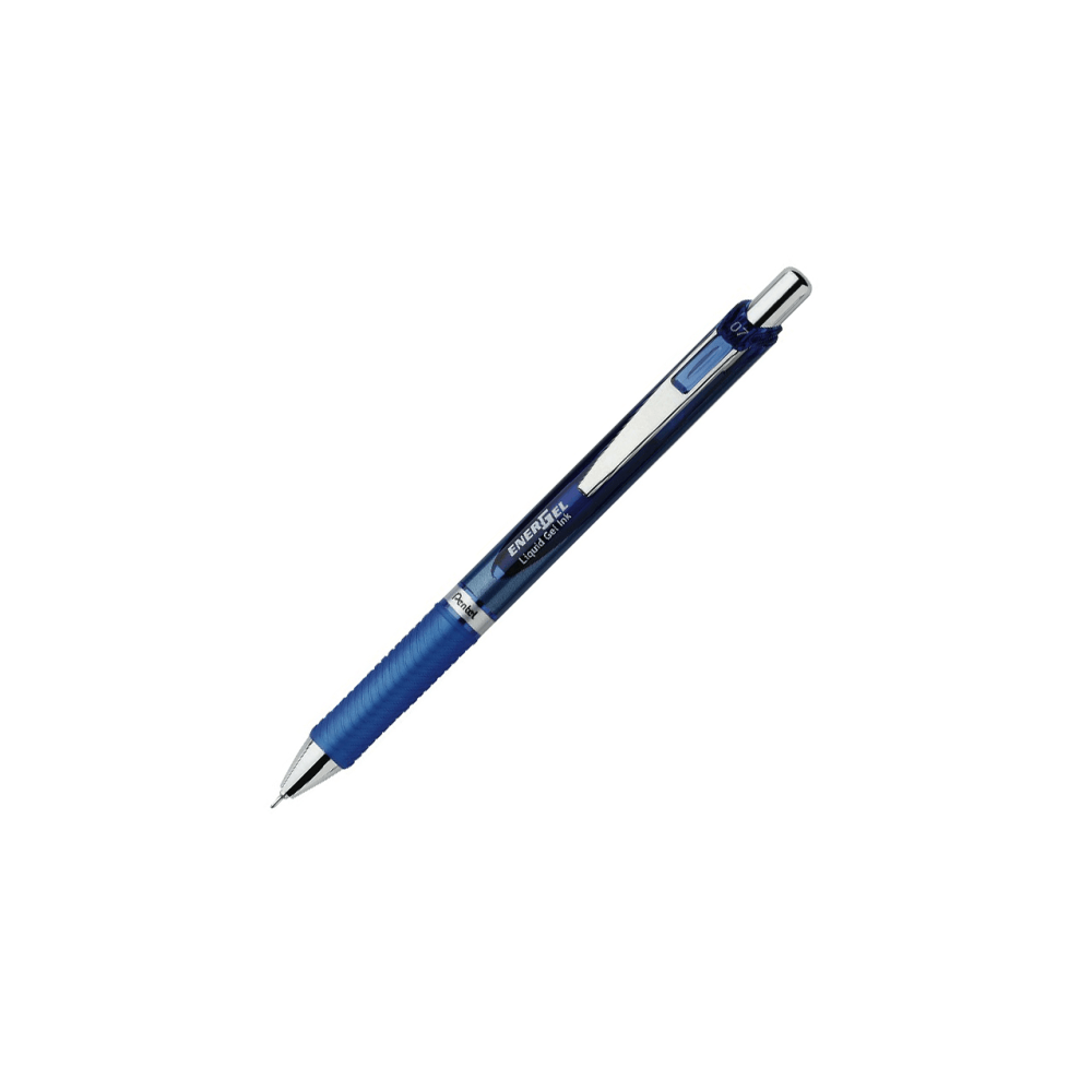 Pentel EnerGel Deluxe RTX Retractable Pens, Needle Point, 0.7 mm, Blue Barrel, Blue Ink, Pack Of 12 Pens