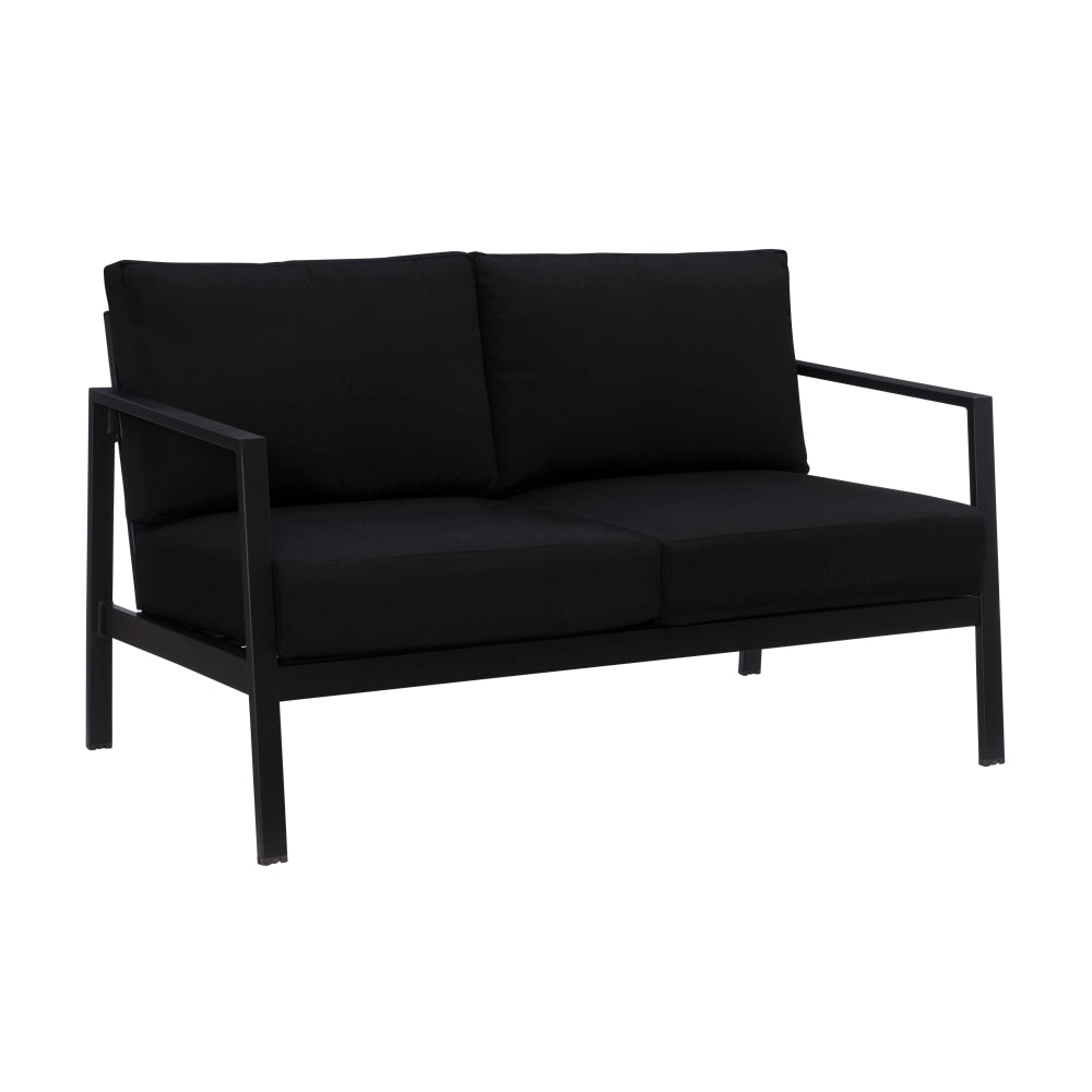 Linon Abilene Aluminum Outdoor Loveseat, 31-1/4inH x 51-1/4inW x 30inD, Black/Black