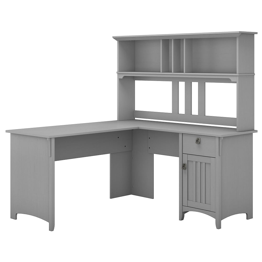 Bush Furniture Salinas 60inW L Shaped Desk with Hutch, Cape Cod Gray, Standard Delivery