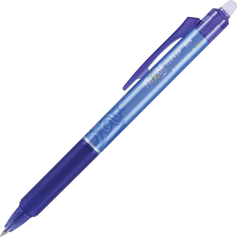 Pilot FriXion Clicker Erasable Gel Pens, Pack Of 12, Fine Point, 0.5 mm, Blue Ink