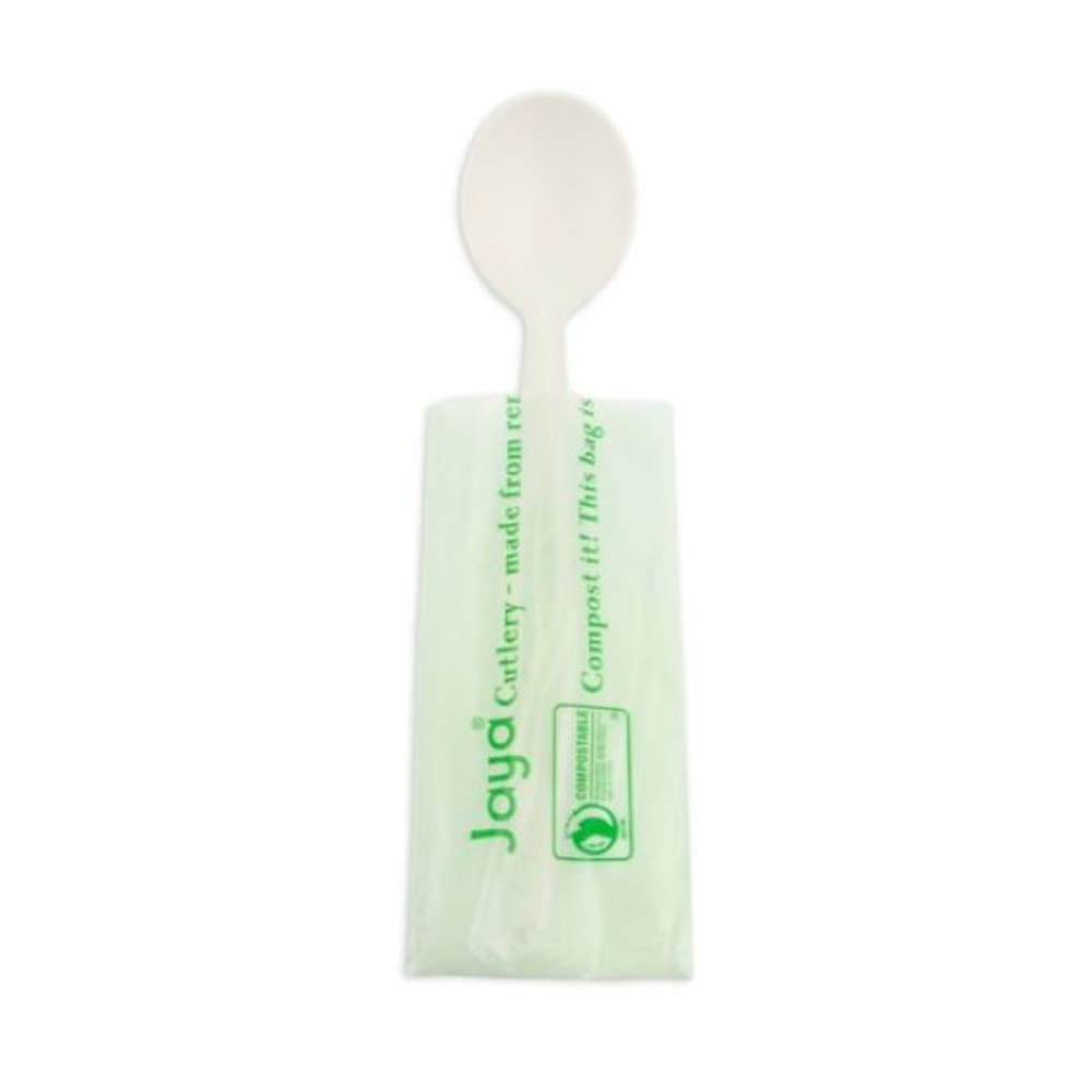 Stalk Market Compostable Individually Wrapped Spoons, 6-1/2in, White, Pack Of 750 Spoons