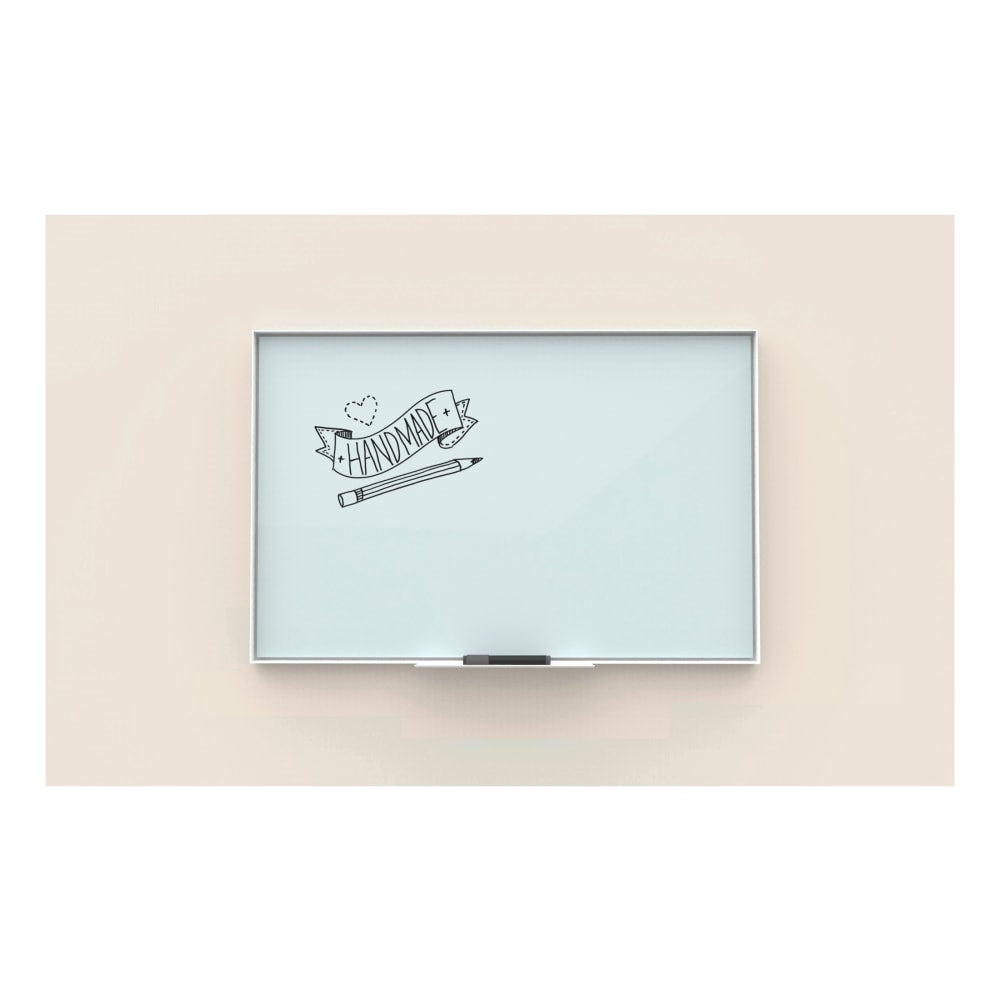 U Brands Non-Magnetic Glass Dry Erase Board, 35in X 23in, Frosted White Surface, Aluminum Frame with White Finish